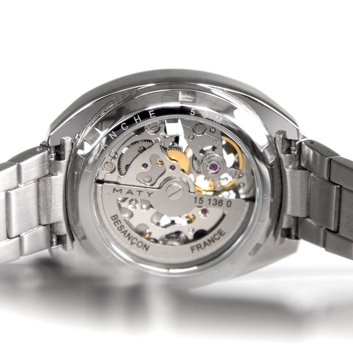 Montre mixte squelette automatique acier bracelet acier
