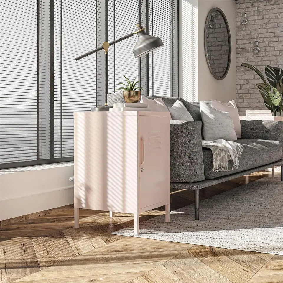 Mission District - Bijzettafel met 1 deur roze metaal