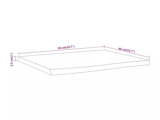 Table d'appoint 50x40x2,5cm bois massif acacia bordure assortie