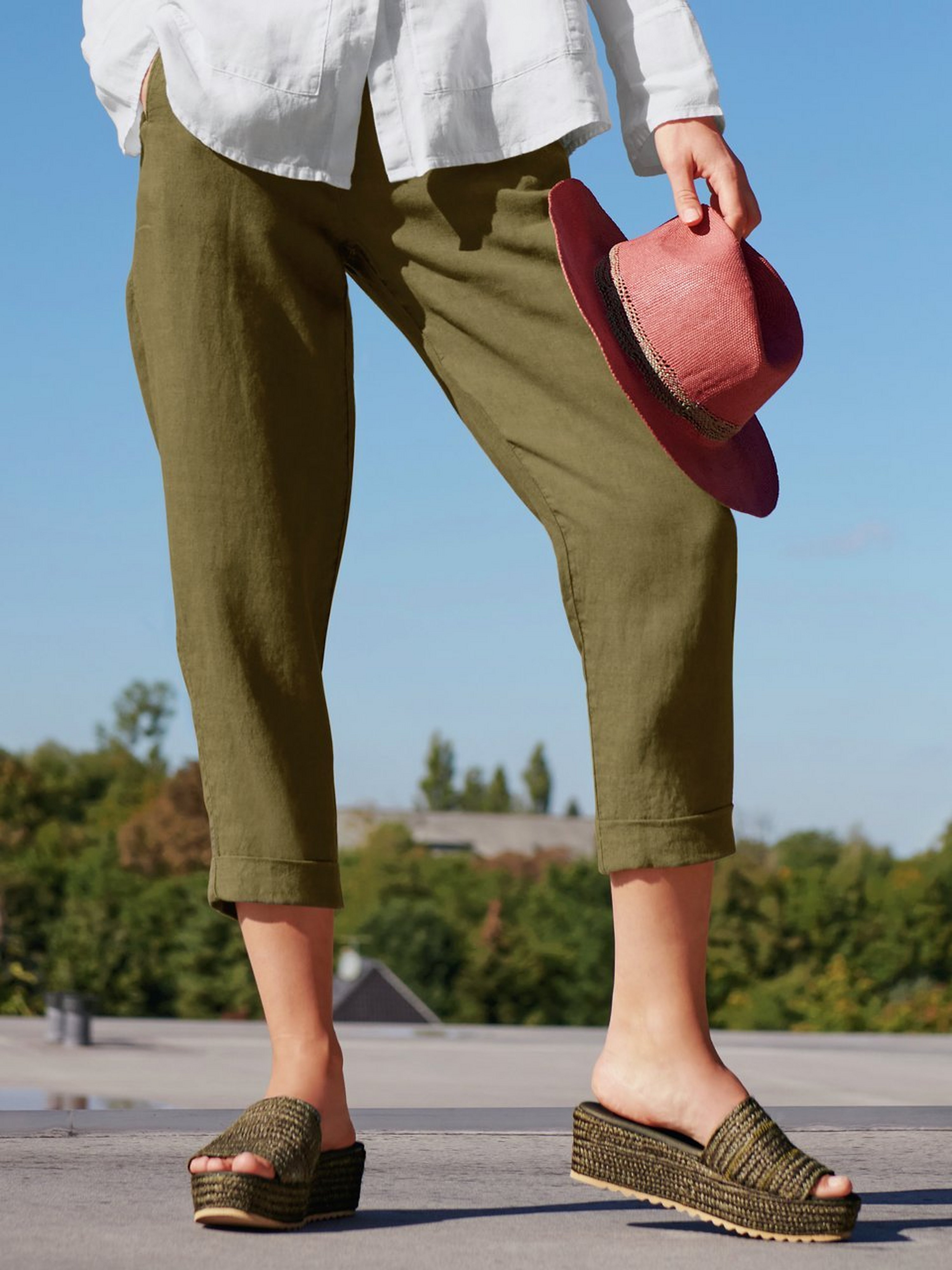 7/8-Hose aus 100% Leinen