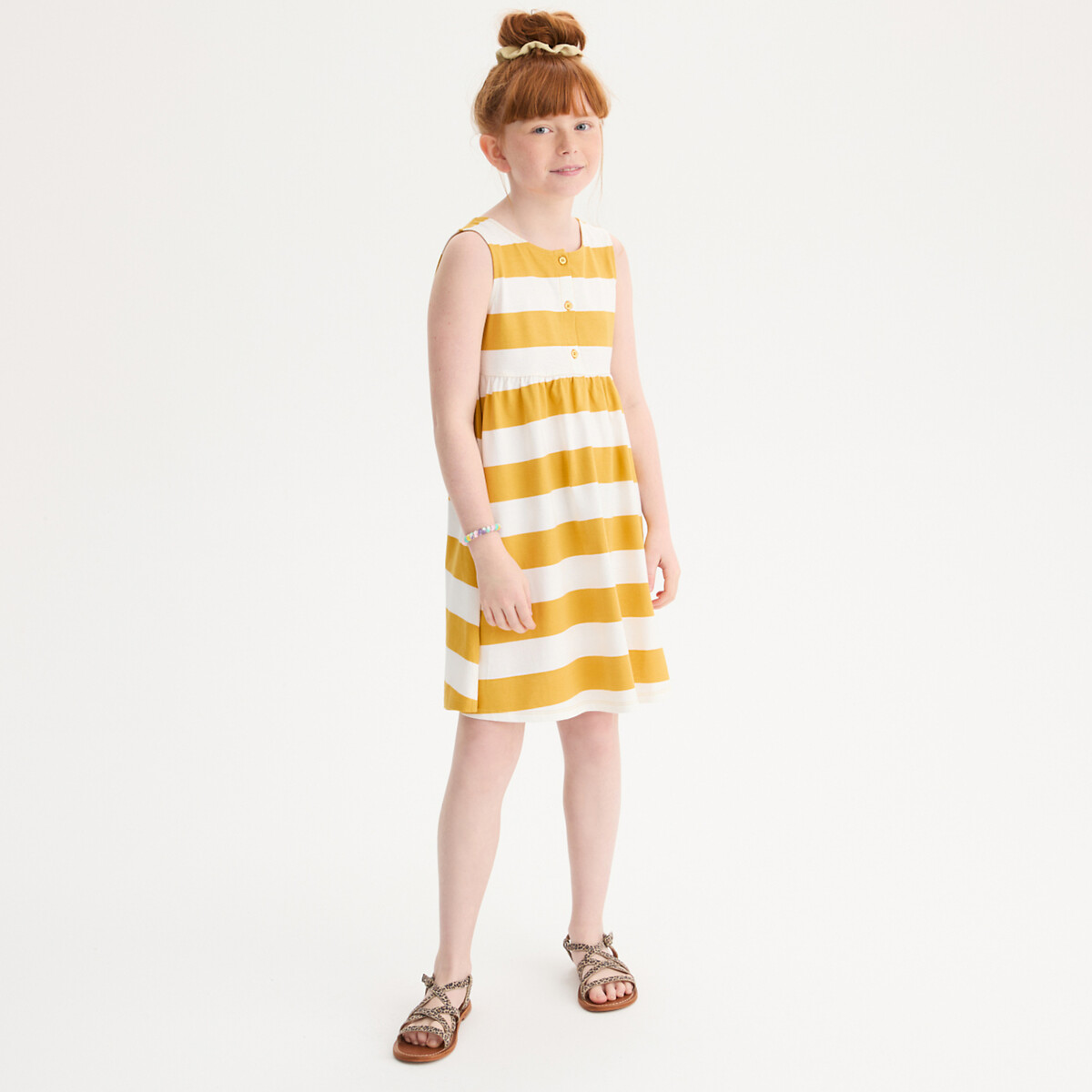 COLEÇÃO LA REDOUTE<br>Vestido listrado evasê, sem mangas