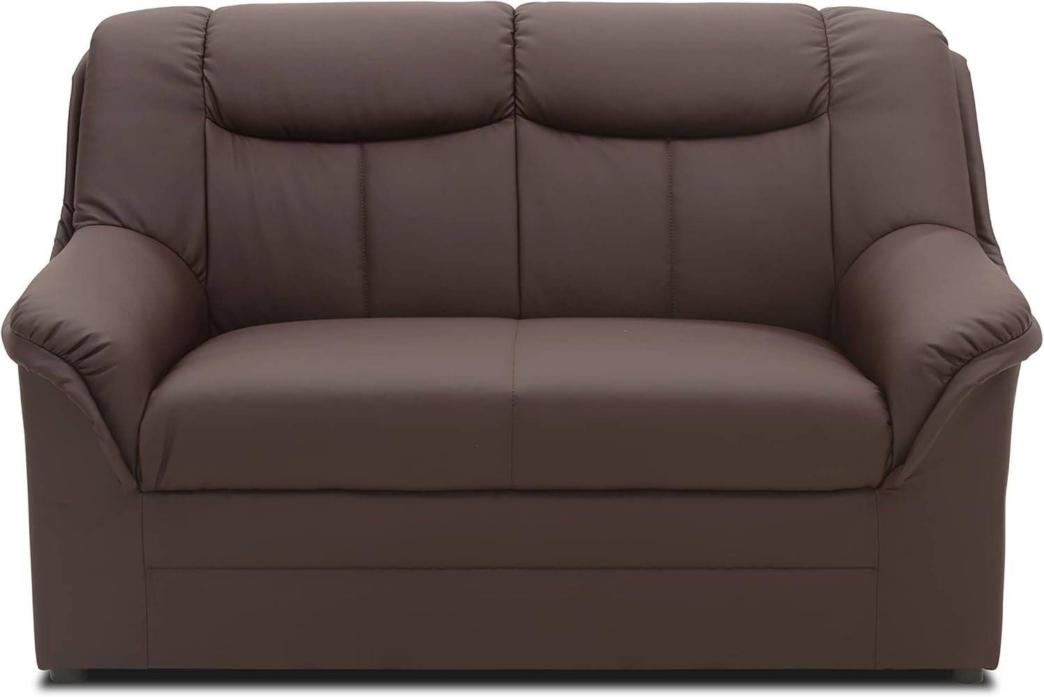 DOMO. collection Sofa Berlin, Leder, klassisches 2er Sofa, Polstergarnitur mit weichem Kunstleder und hochwertigem Federkern, 2 Sitzer 143 x 90 x 89 cm (BxTxH), Mokka (braun)