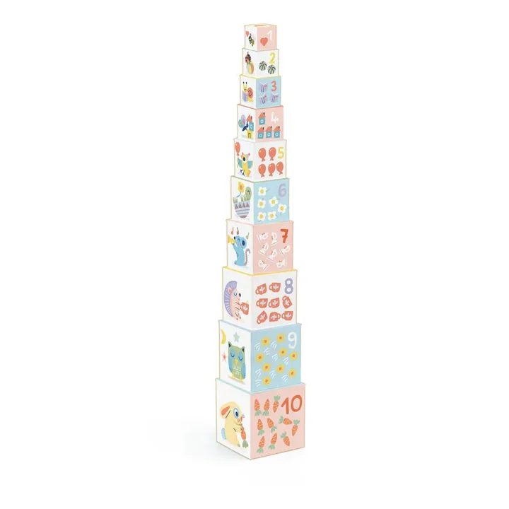 Djeco Baby Bloki - Set de 10 cubes à empiler en carton