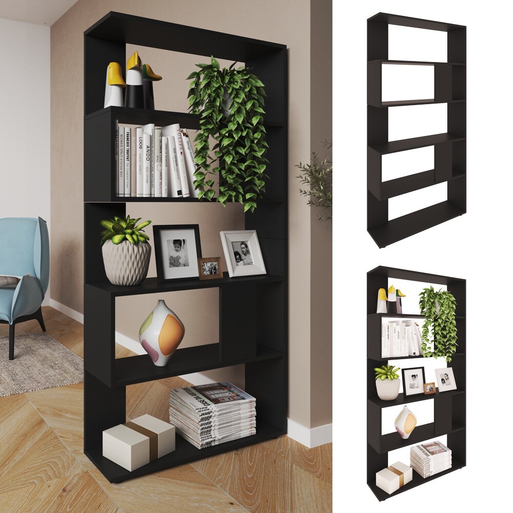 VICCO Raumteiler Schwarz Regal 5 Fächer 80 x 162,6 x 23,6 cm (BxHxT) modern