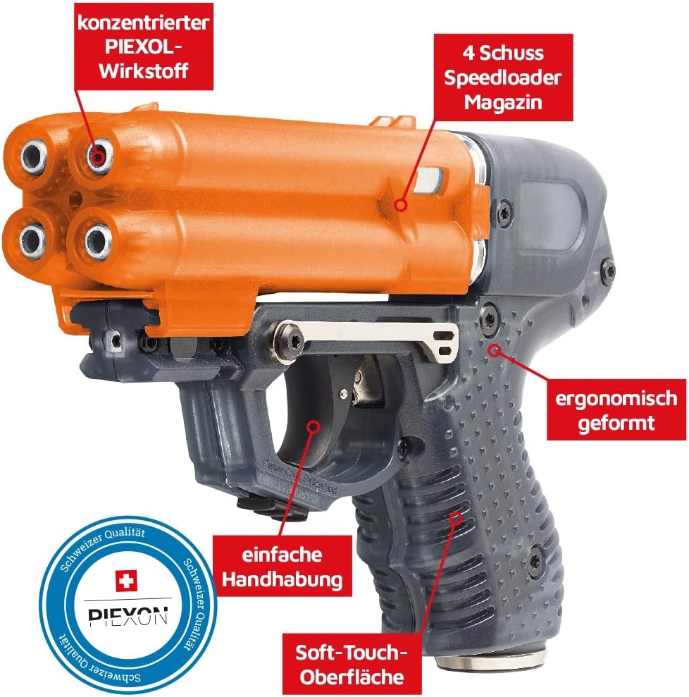 Piexon Pfefferspray-Pistole Jet Protector JPX6 mit 4 Schuss mit BKA-Freigabe