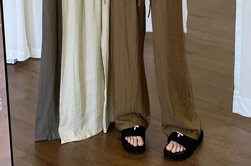Polygato - Effen broek met wijde pijpen en trekkoord in de taille