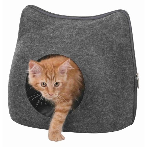 Cama em forma de caverna com zíper Trixie Grey para gatos