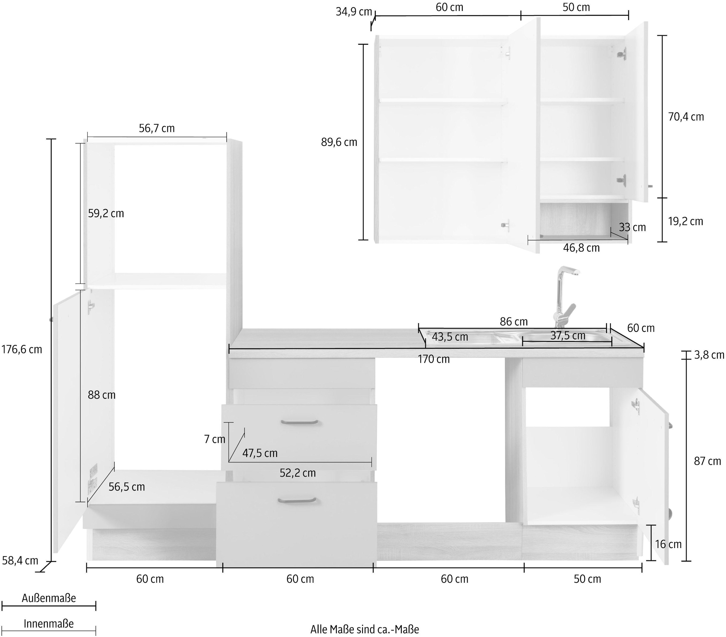 OPTIFIT Küchenzeile »Elga« Premium-Küche, Soft-Close-Funktion, grossen Vollauszügen, Breite 230 cm