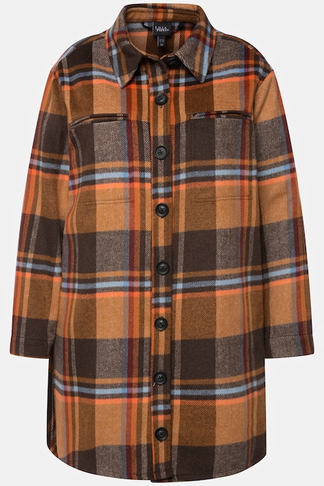 Overshirt, Flanell, Hemdkragen, Oversized, Langarm