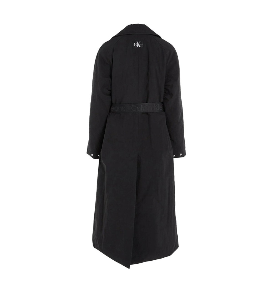 Trench coat Calvin Klein Jeans Clean acolchoado com cinto, preto