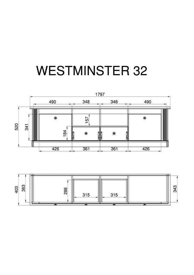 Home affaire Wohnwand »Westminster BESTSELLER!« Set, Lowboard, Kommode, Wandregal, 3 Stk. tlg.