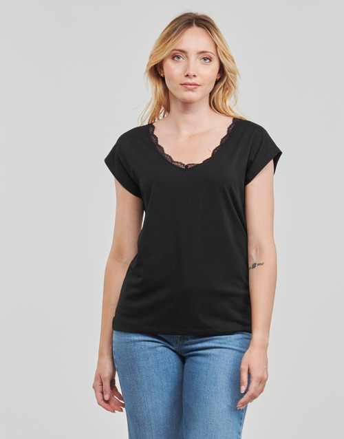 Only - ONLMOSTER S/S LACE V-NECK TOP CS JRS - Noir