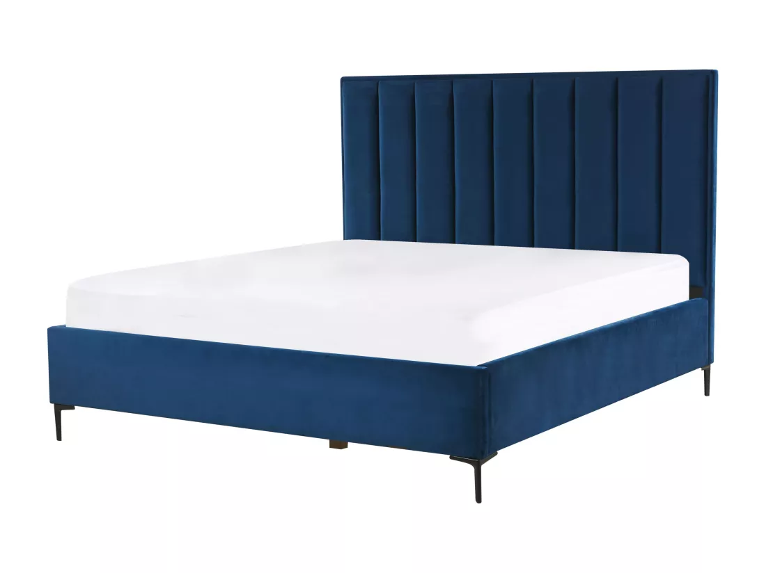 Ensemble de chambre Velours SEZANNE 180 x 200 cm Bleu marine