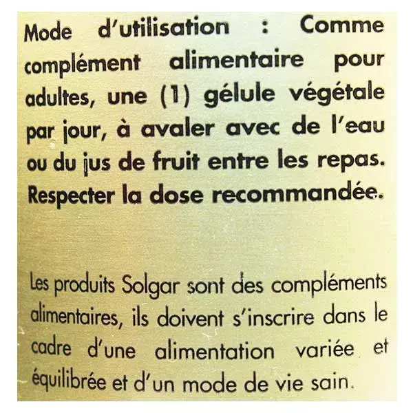 Solgar Taurina 500mg 50 cápsulas vegetais