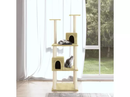 Arbre à chat avec griffoirs en sisal Crème 141 cm