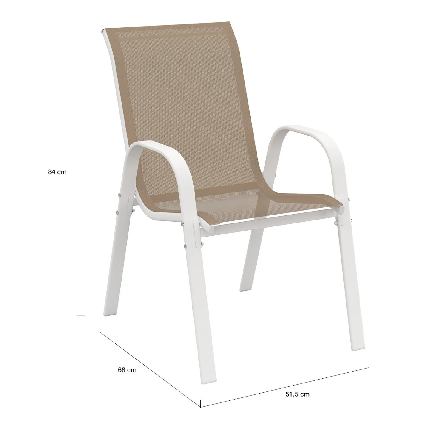 Salon de jardin MADRID table 240 CM et 10 chaises empilables blanc et beige