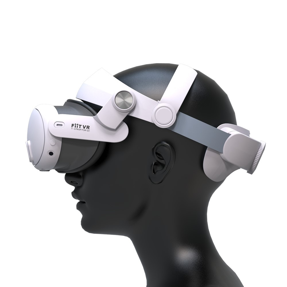 Meta Quest / Oculus Quest 3 Verstellbares Kopfband Schutzriemen für Druckreduzierung und Tragekomfort (Grössenverstellbar) - Weiss / Grau
