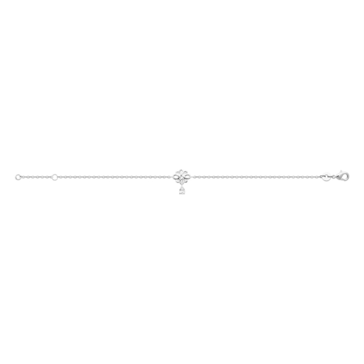 Bracelet arabesque floral goutte d'oxyde de zirconium Argent 925 Rhodié