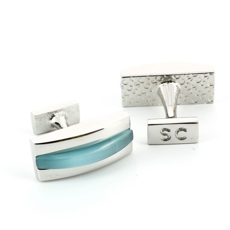 Boutons de manchette, Oeil de tigre Aqua