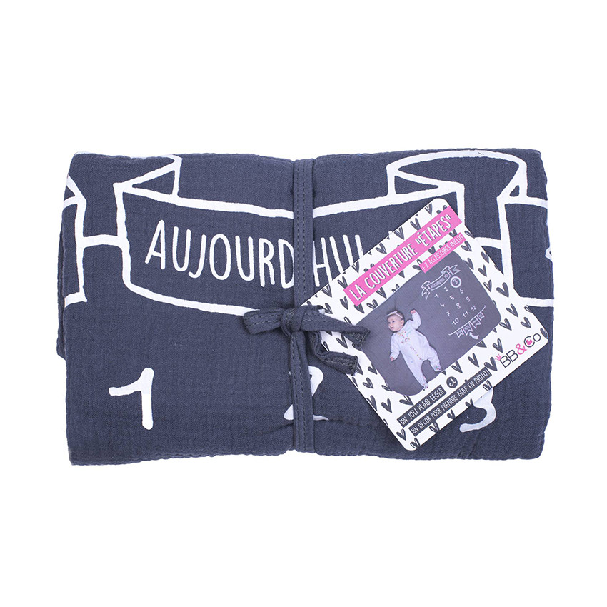 Couverture décor pour photos + 2 accessoires - Gris / Blanc
