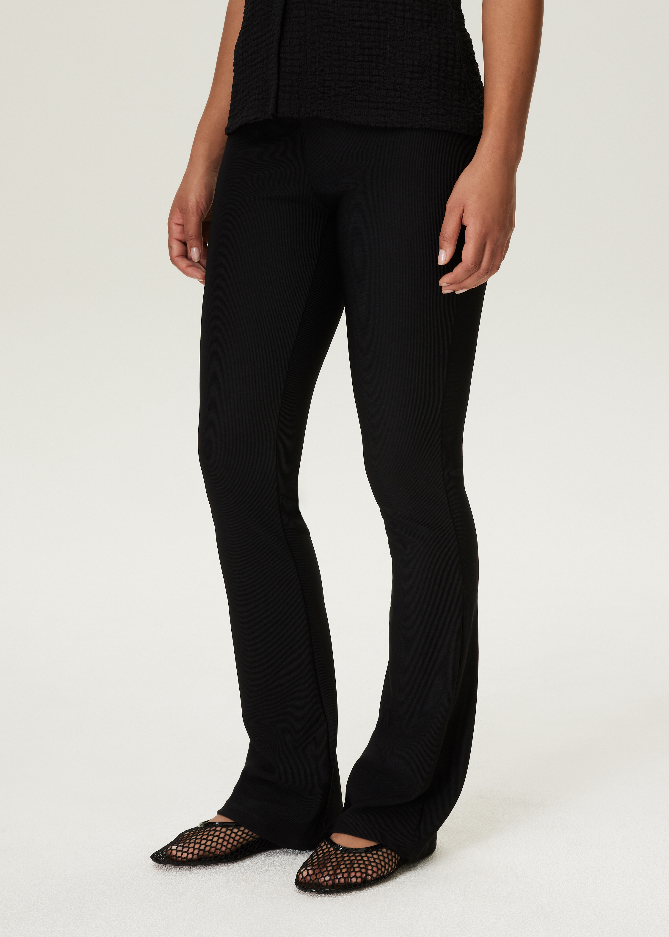 Geribde flare legging