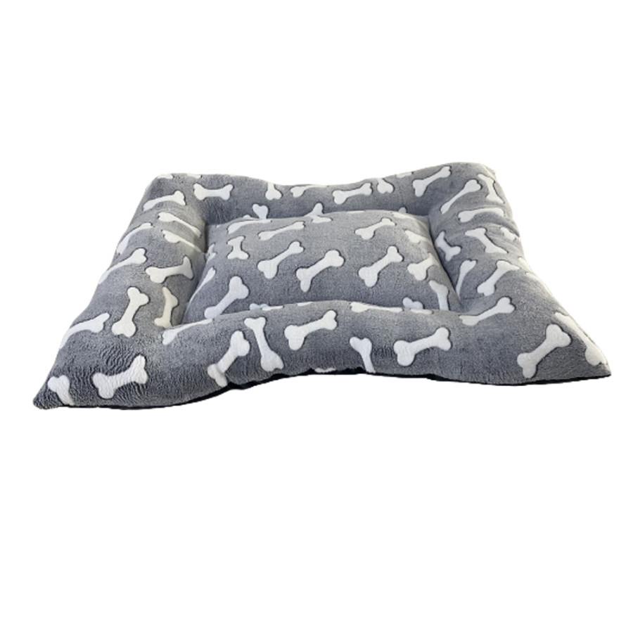 Cama para animais de estimação modelo A com pelúcia. Design de ossinhos. 60 x 45 cm