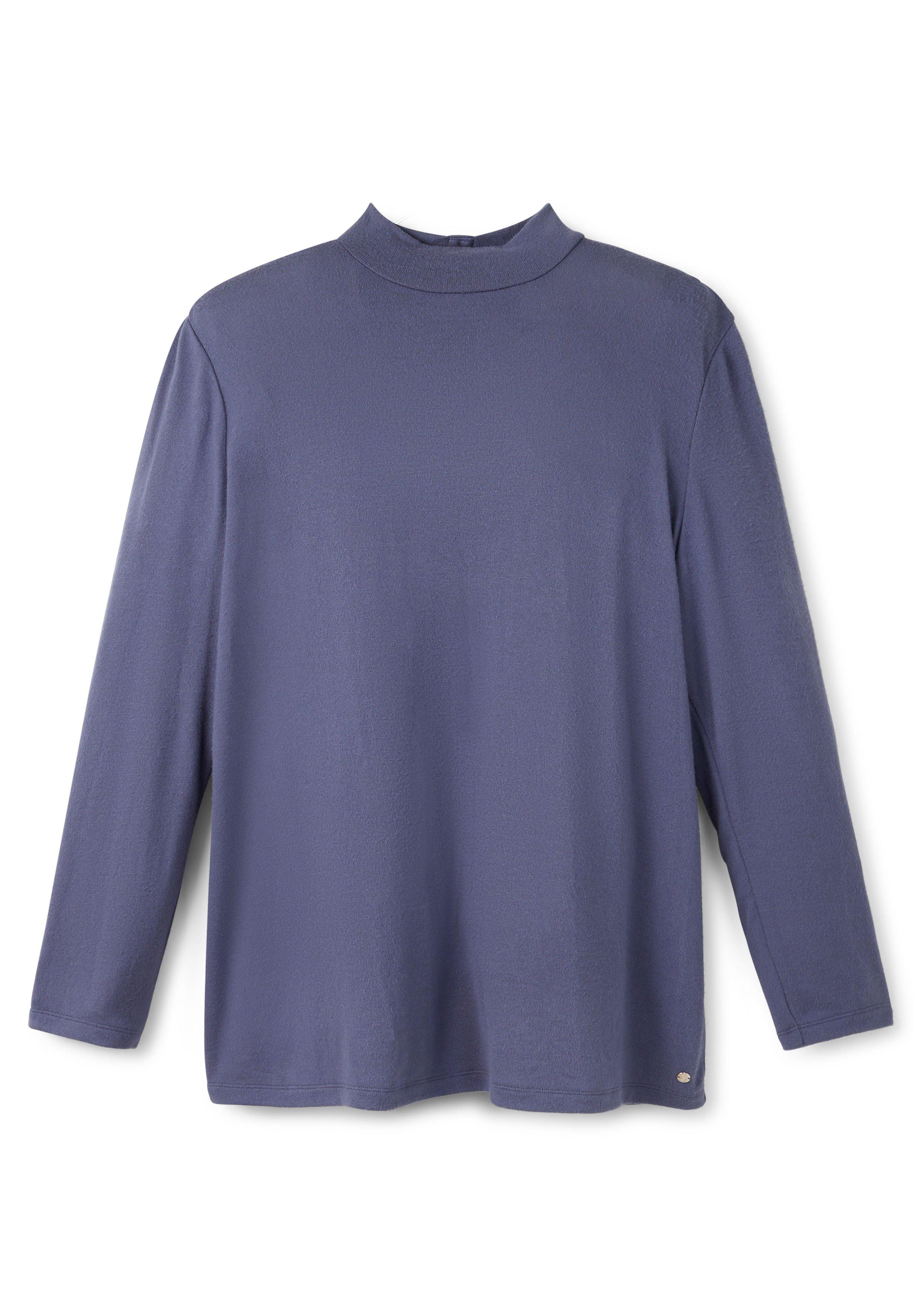 Shirt mit Stehkragen und Knopfleiste hinten