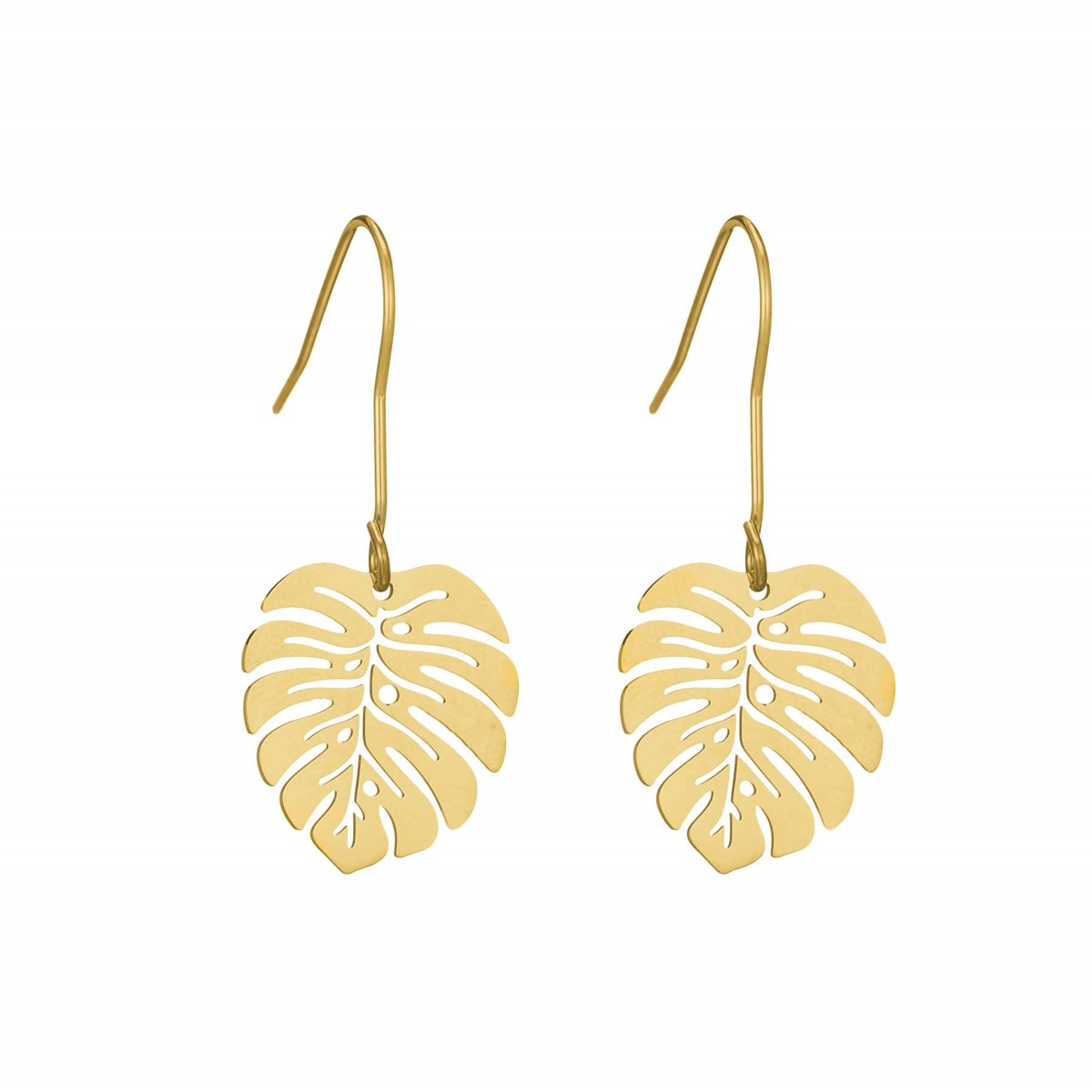 Boucles Monstera acier doré or