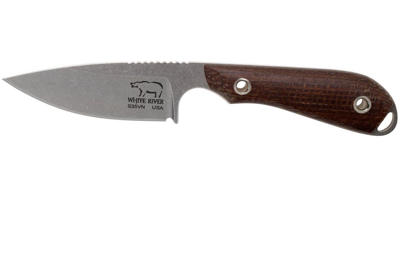 White River Knives M1 Natural Burlap Micarta vaststaand mes, Kydex schede