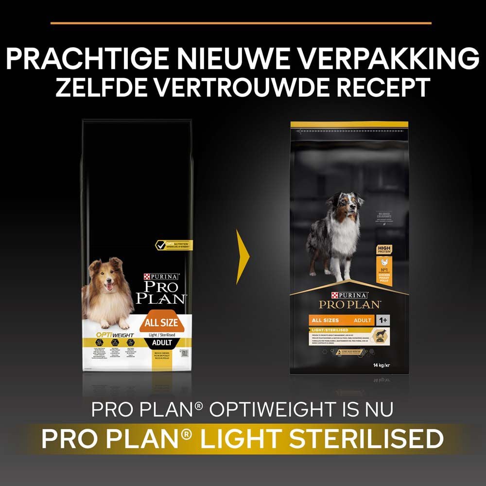 PRO PLAN Light/Sterilised Adult All Size - Hondenvoer - 3 Kilogram - kip