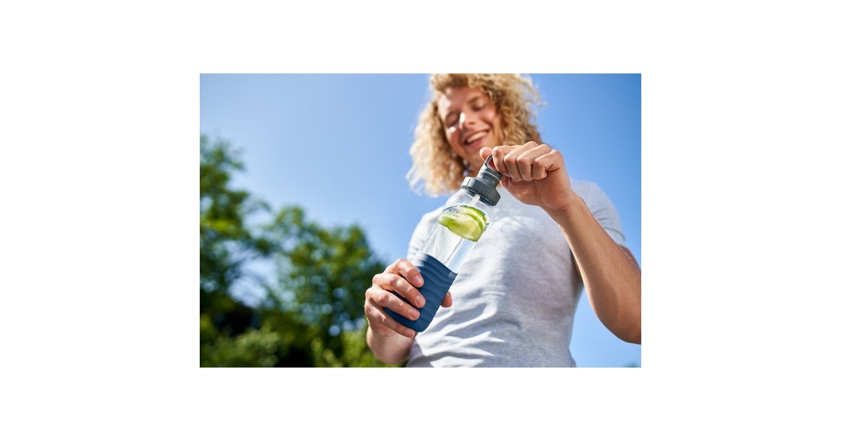EmsaDrink2GO Glas Drinkfles  (Transparant/donkerblauw, 0,7 Liter)