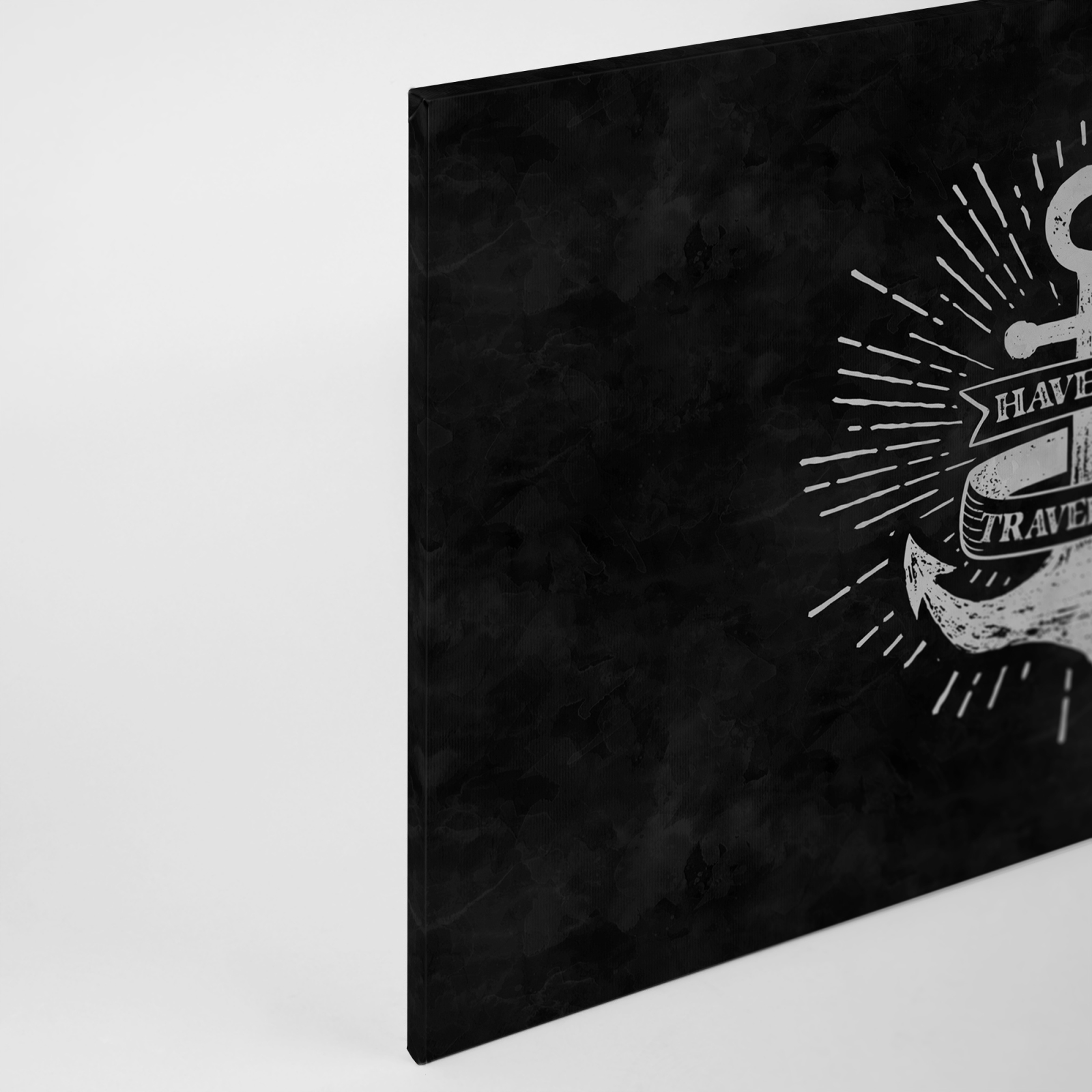 Leinwandbild HAVE LESS TRAVEL MORE - schwarz-weiß - 90x60 cm