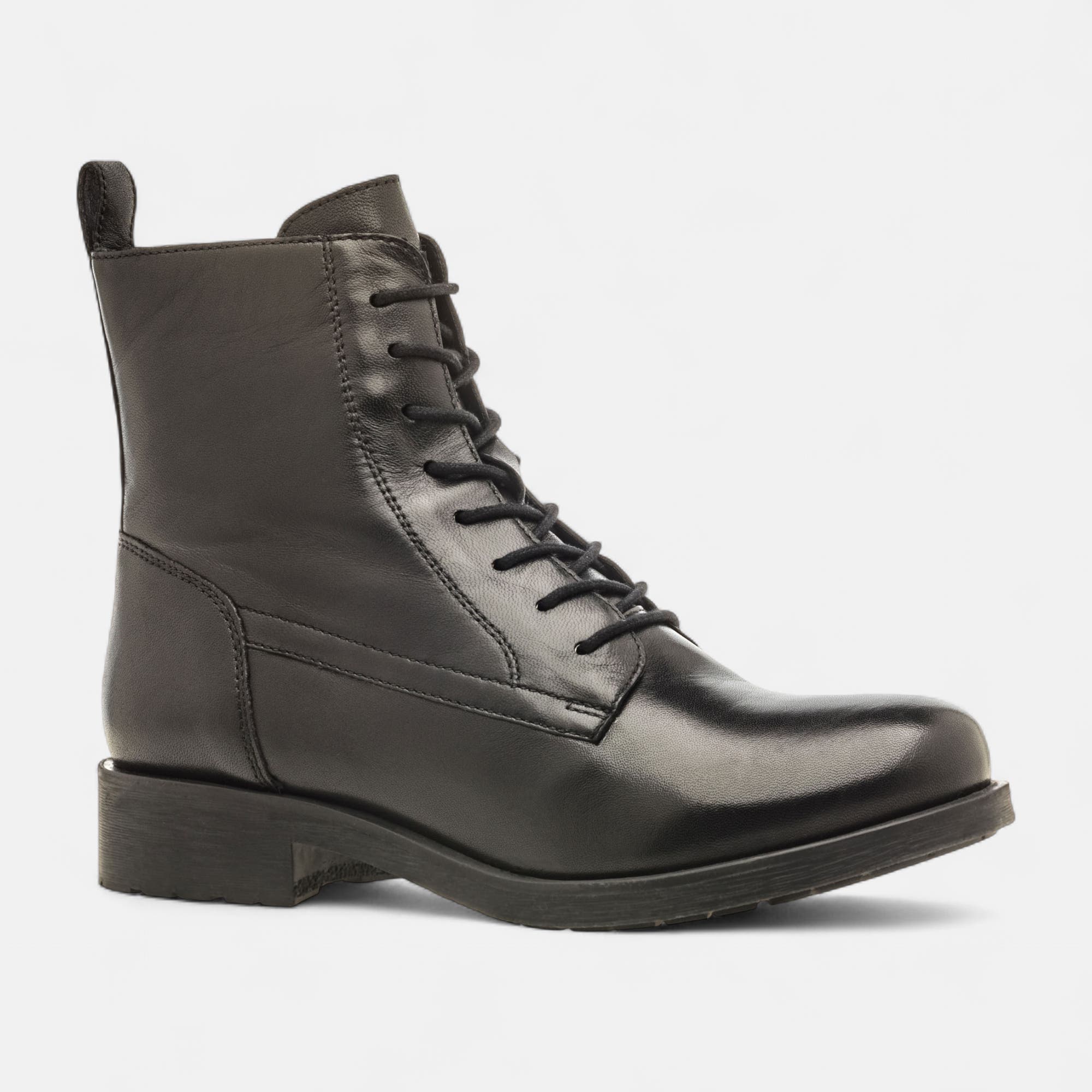 Bottines à lacets Femme en cuir noir