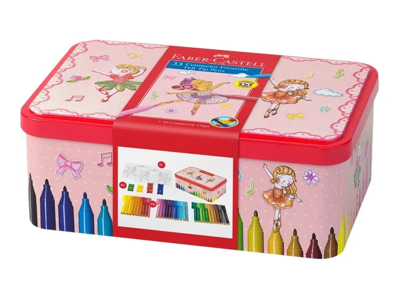 Faber-Castell Connector Ballerina tusser - med 33 stk. ass. farver i metalæske