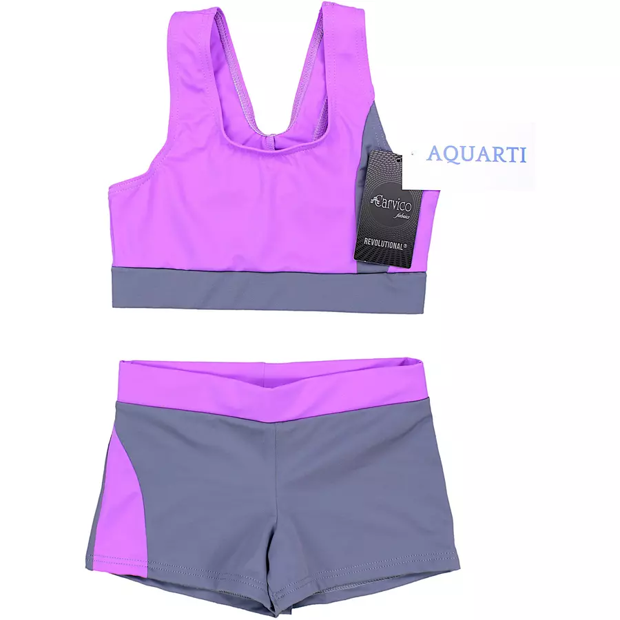 Aquarti Mädchen Sport Bikini - Racerback Bustier & Badehose graulila