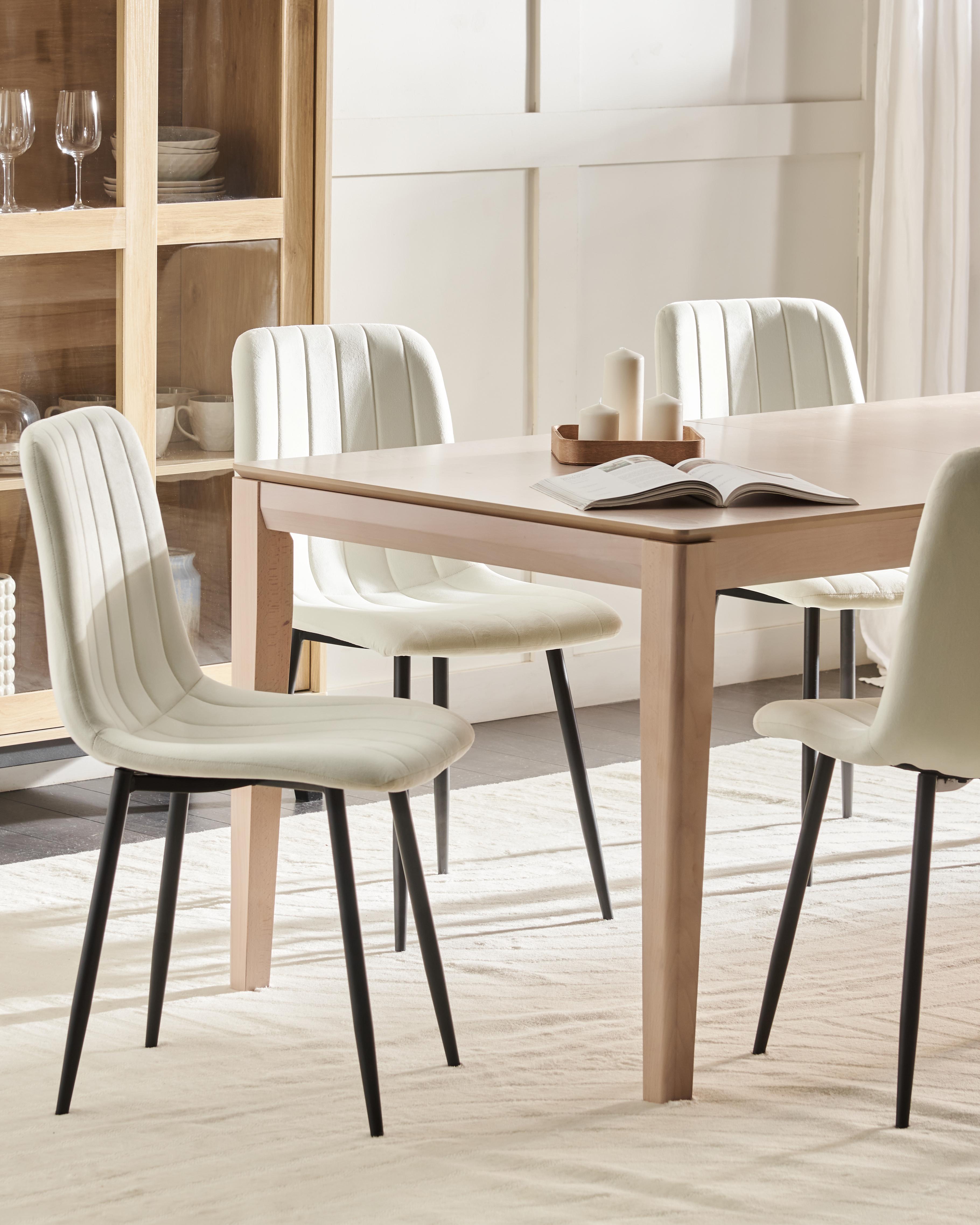 Set van 4 eetkamerstoelen KALISPELL Fluweel Gebroken wit