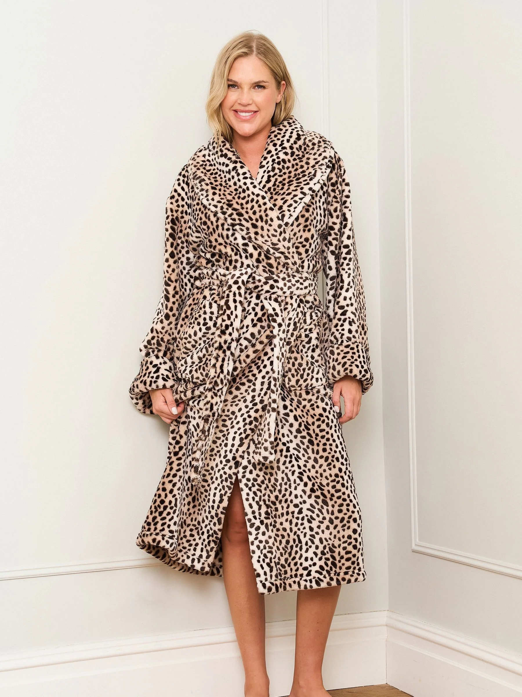 Jim Jam the Label Animal Print Dressing Brown Gown