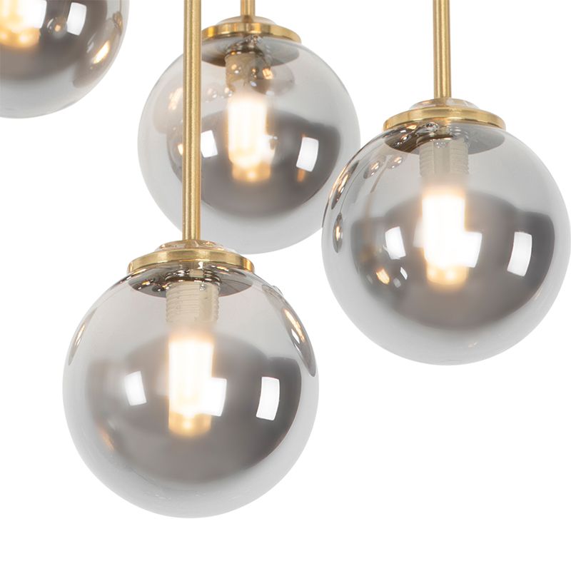 Smart plafondlamp goud met smoke glas 9-lichts incl. 9 Wifi G9 - Athens