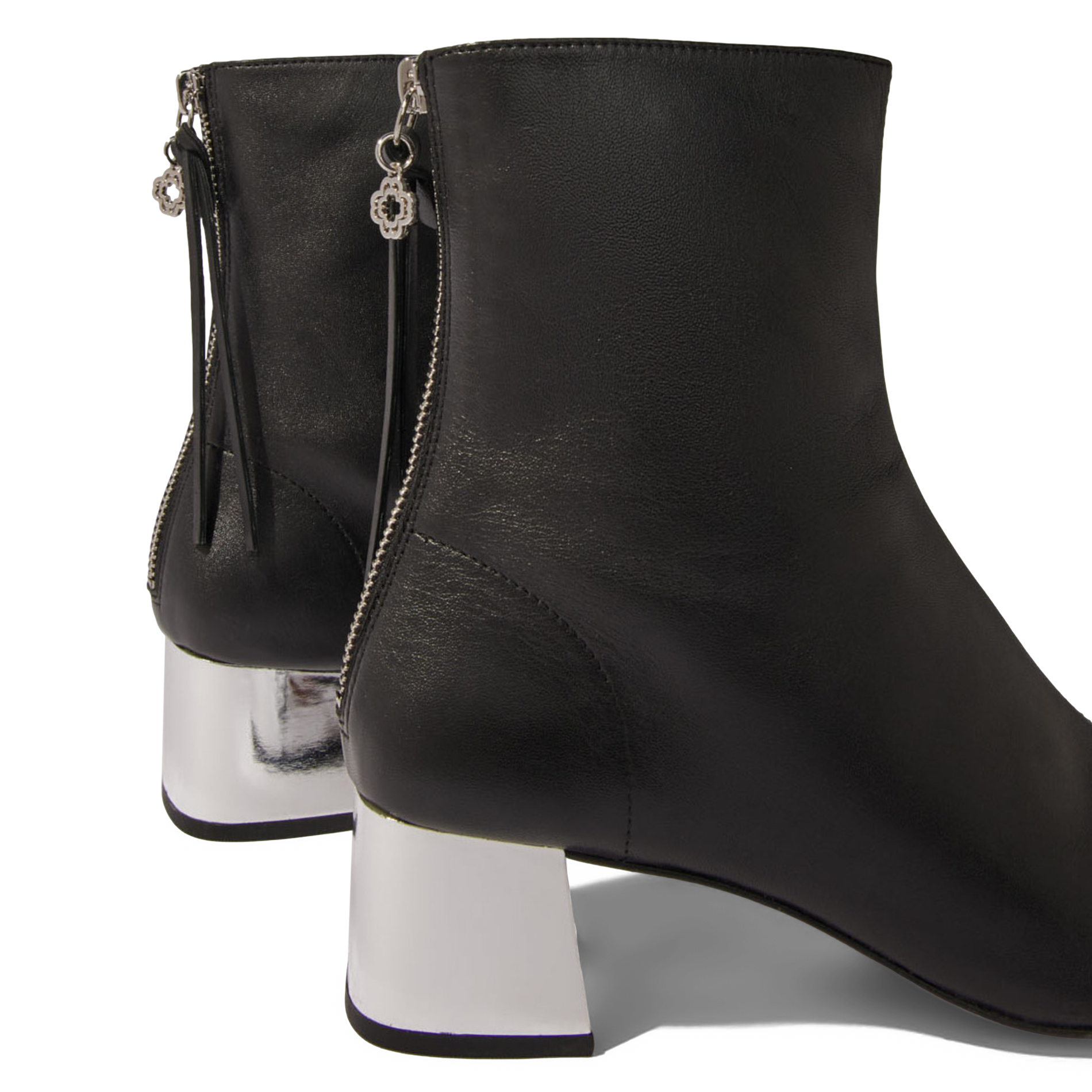 Bottines en cuir à bout carré | Noir
