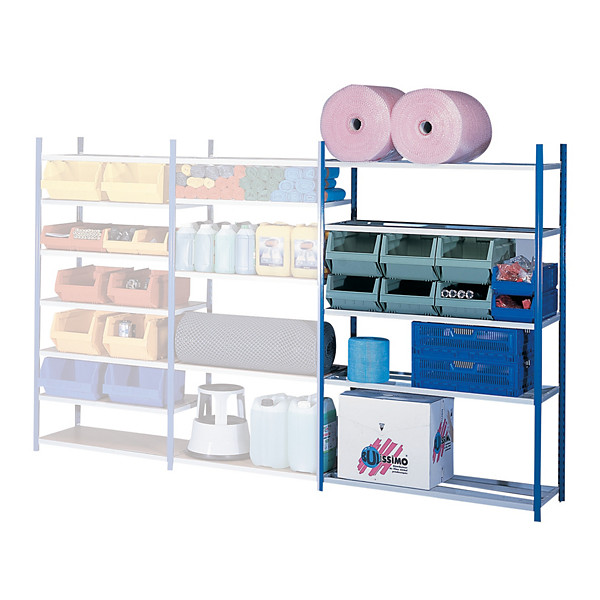 Rayonnage Prospace évolutif élément suivant, Largeur 124 cm Profondeur 40 cm
