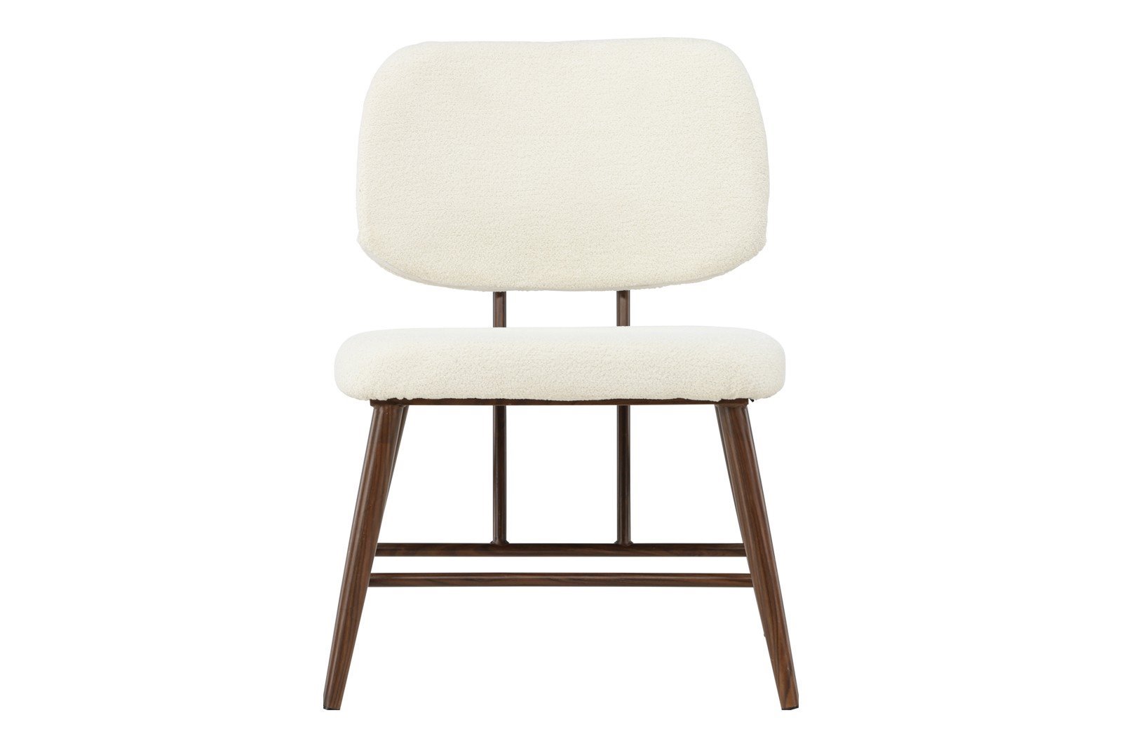 Midland stol Hvit boucle, brune ben