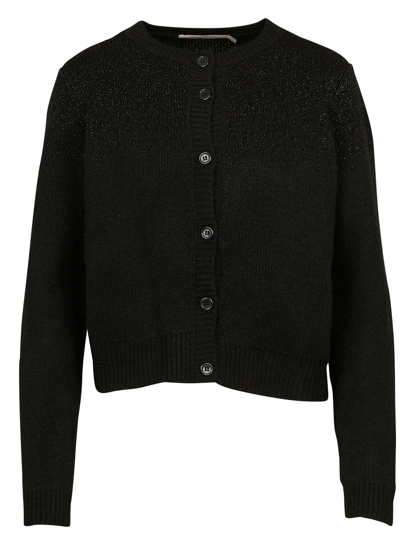 Cardigan col rond droit pailleté | Noir