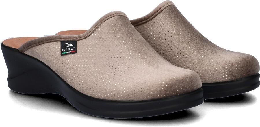 Fly Flot velours pantoffels taupe