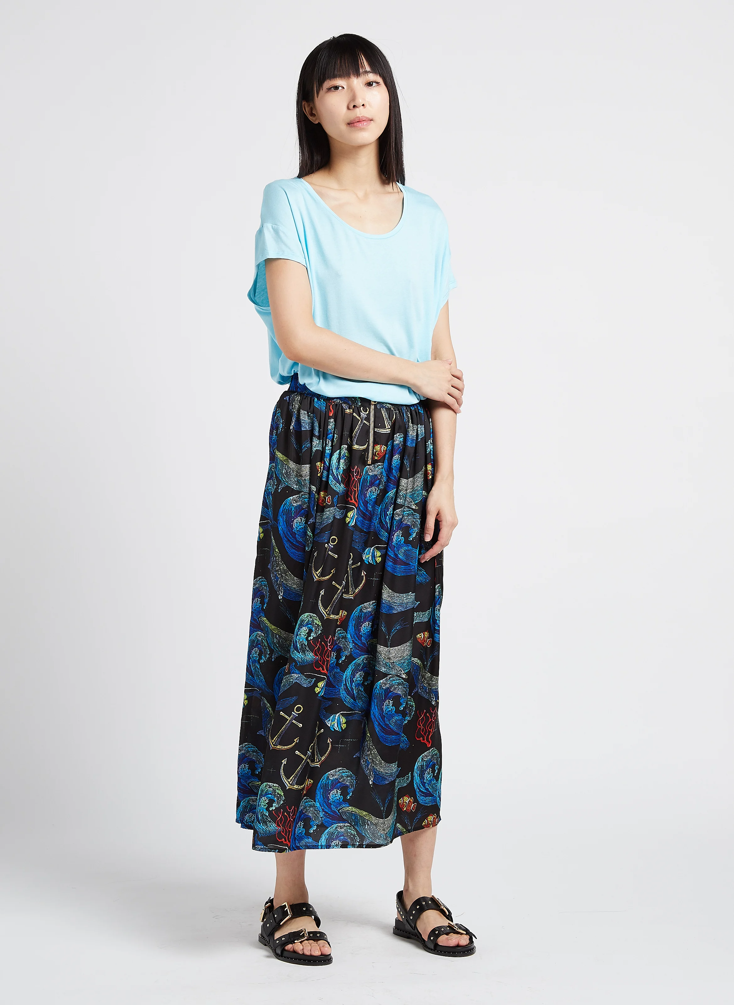 MARLOW - Tee-shirt col rond ample | Bleu