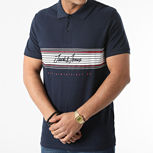 Polo Manches Courtes Leo Bleu Marine