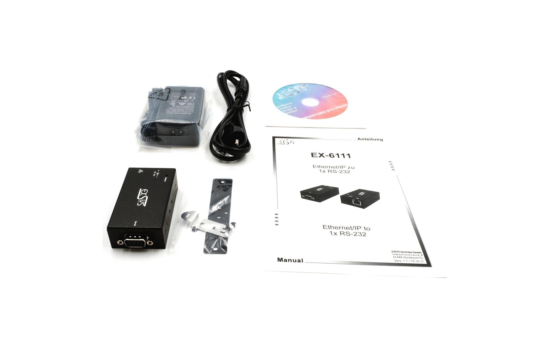 Serieller Geräteserver EX-6111-2 1-Port-RS-232<br>Ethernet zu 1x RS-232 port, inkl. 5V/4A Netzteil