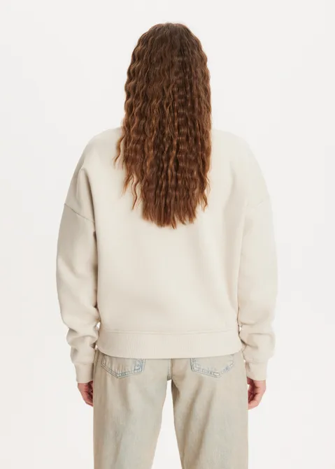 Sweater met tekst applicatie zand (ZND.L)