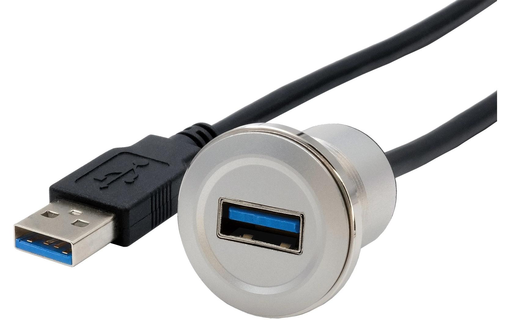 USB 3.1 Adapter Metall USB-A Stecker - USB-A BuchseEinbau-Adapter Metall USB-A Buchse zu Stecker, USB 3.2 Gen 1, 30 cm