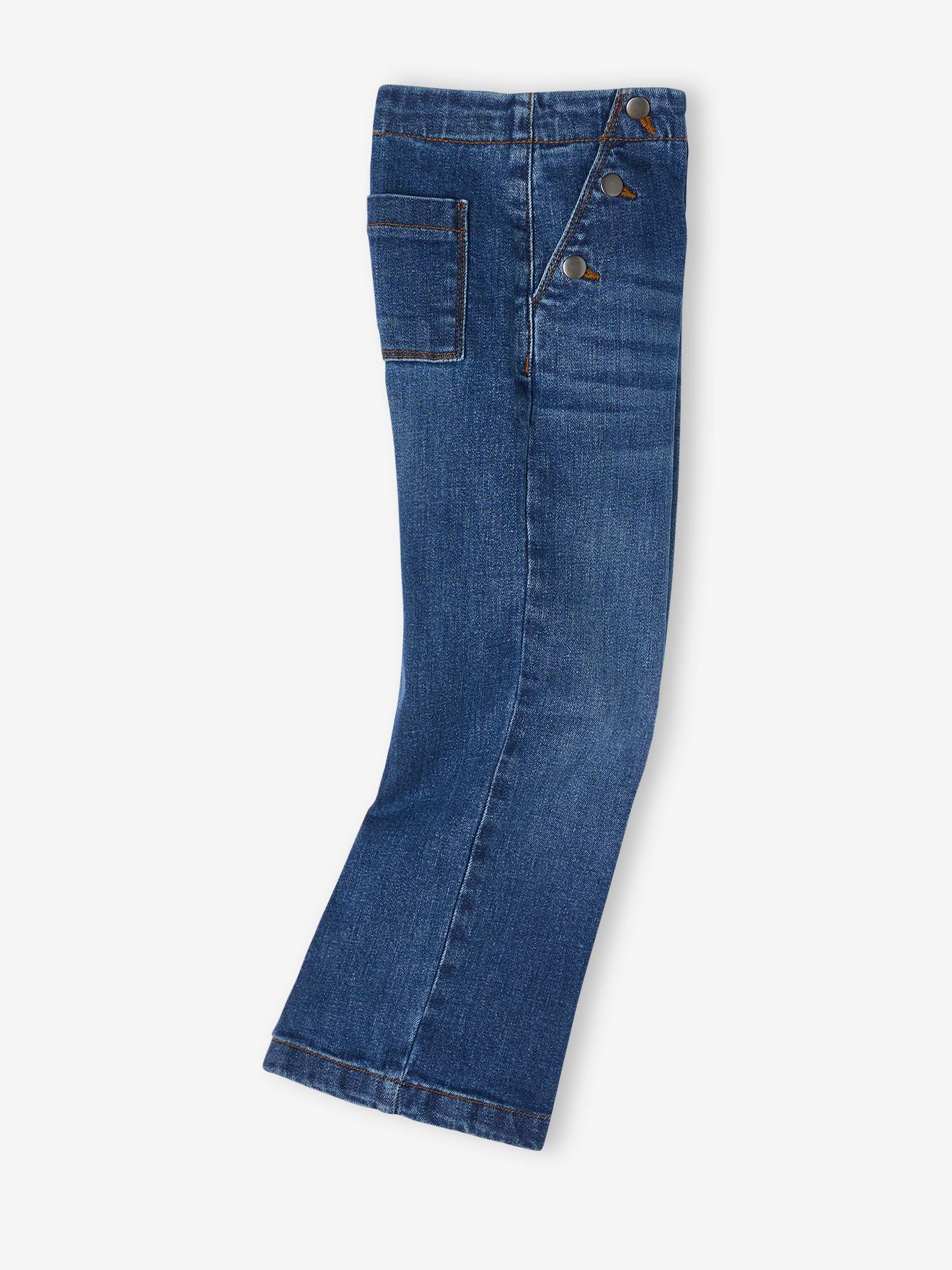 Calça jeans flare com efeito de ponte fantasia para meninas, cor pedra