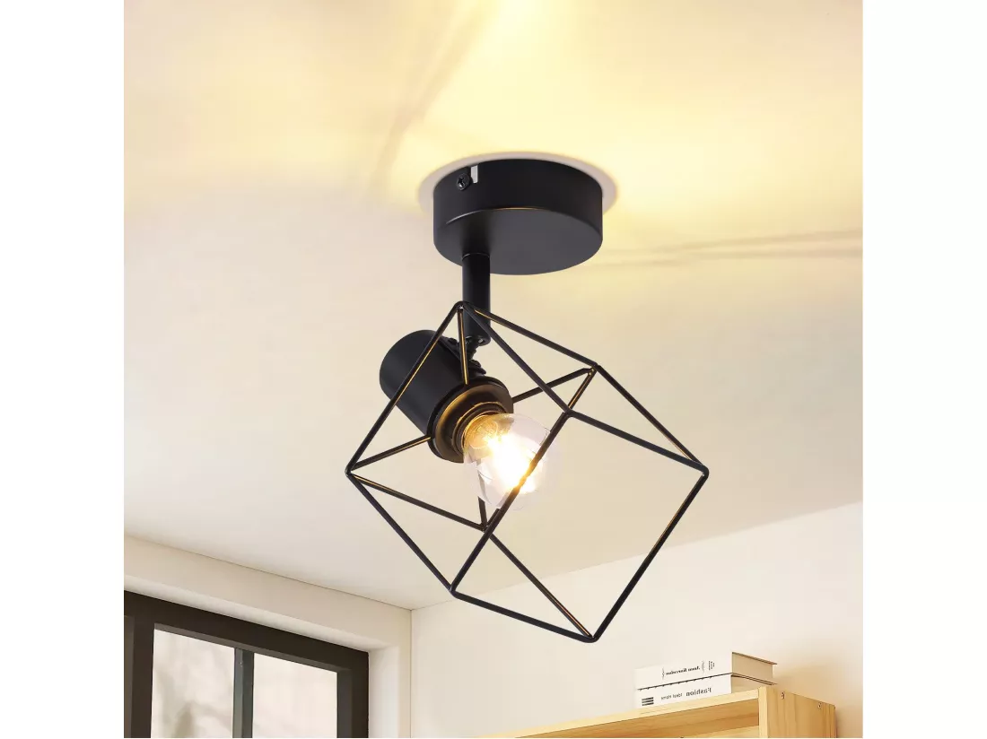 NETTLIFE Spot de plafond noir E14 plafonnier orientable à 350° vintage métal salon